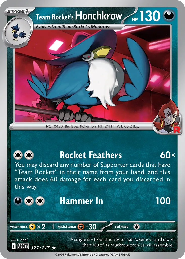 Team Rocket’s Honchkrow 127/217 ME03
