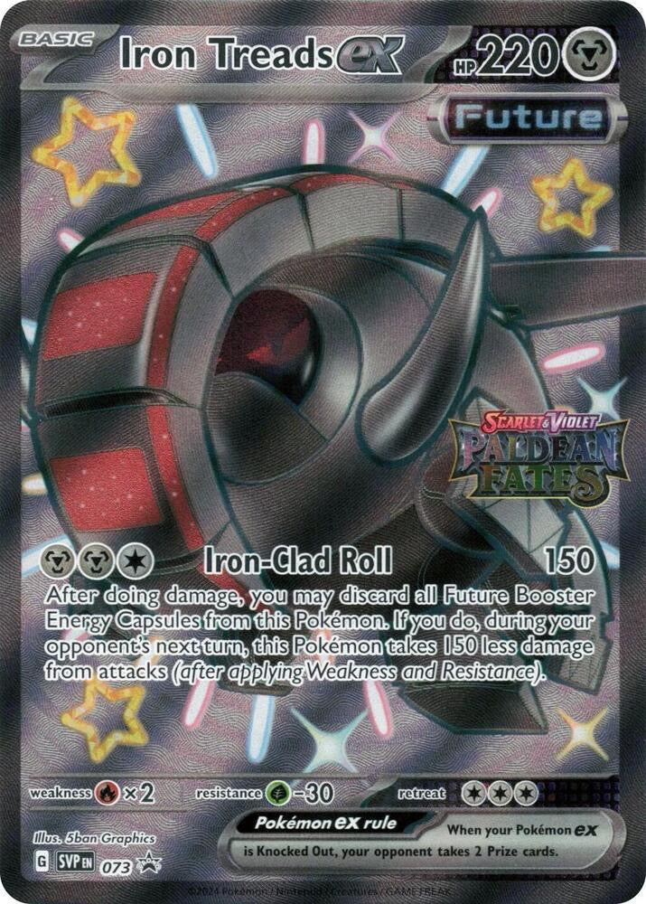Great Tusk ex 072 And Iron Treads ex 073 Paldean Fates Stamped Promos English NM